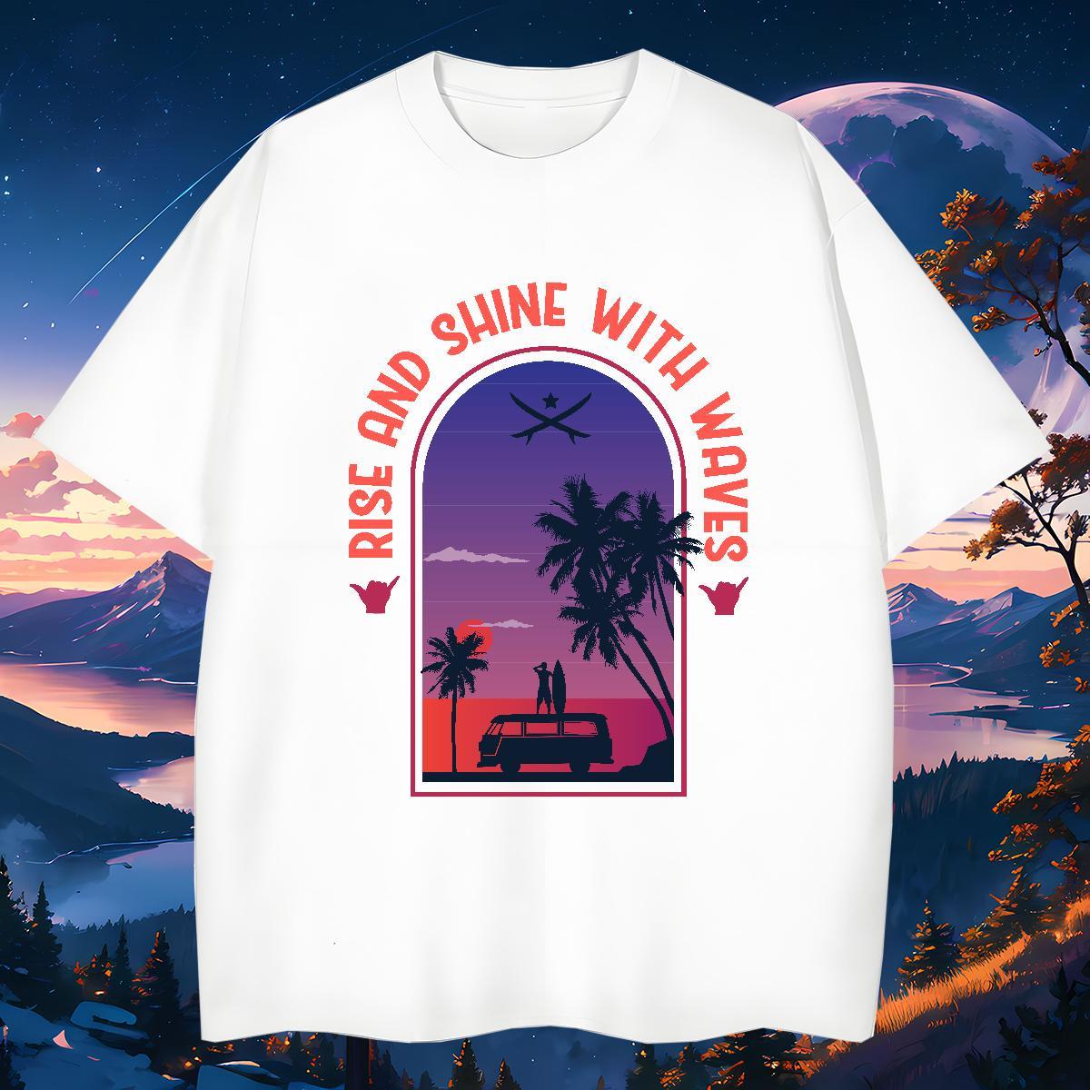 Comfortable Mens T Shirts 100% Cotton 230g beach Casual Daily Wear Plus Size Cartoon Breathable Short Sleeve Tshirts New Clothes