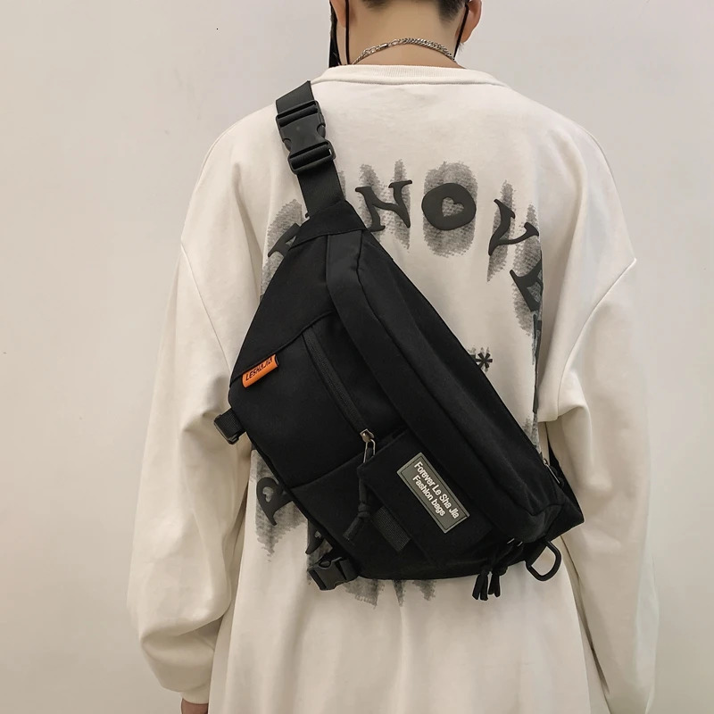 Large capacity casual waist bag nylon Fanny bag mens large waist belt bag multifunctional chest bag travel banana waist bag 241008