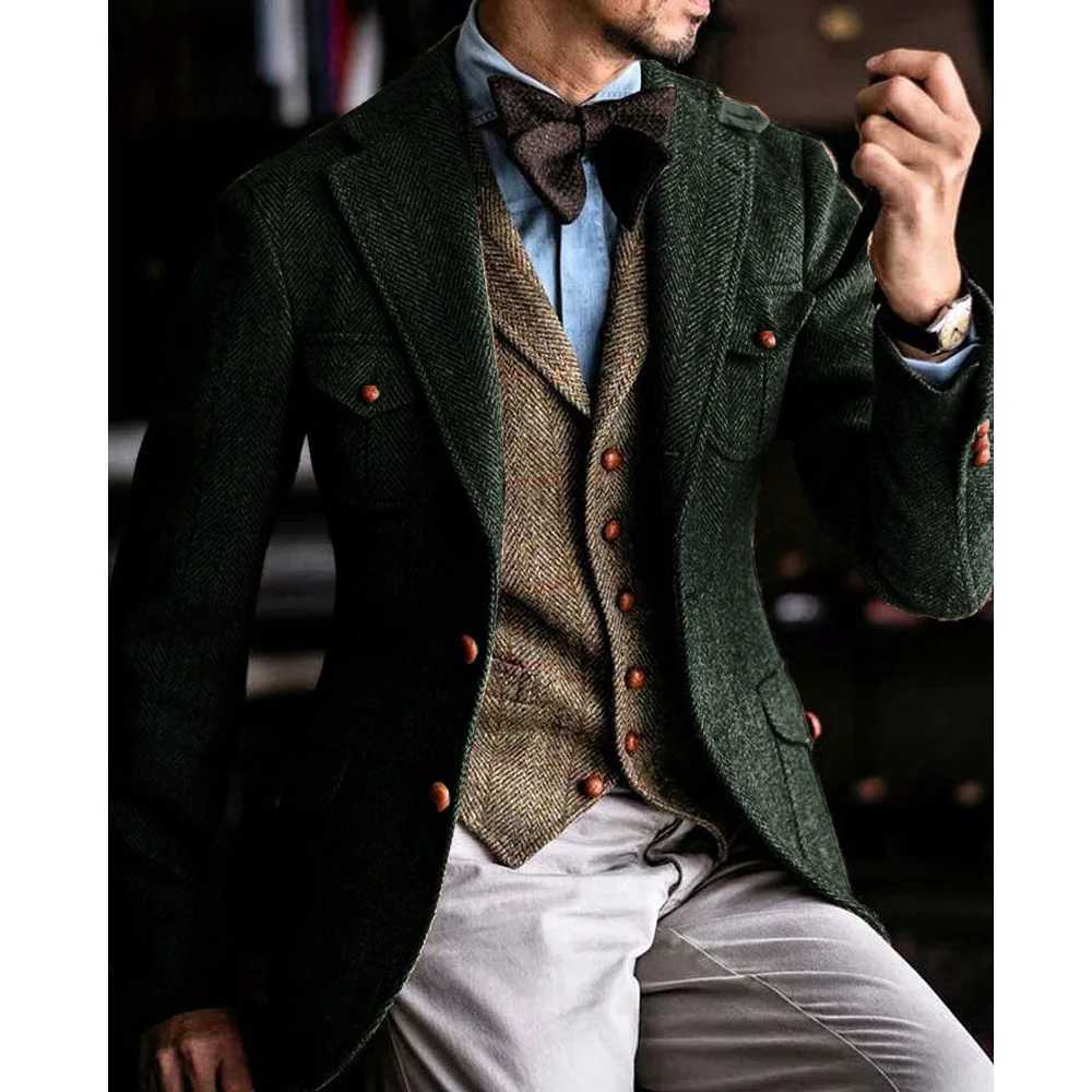 Jackets Man Mens Herringbone V-neck Single-breasted Fashionable Casual Retro Y2k Male Coat Womens Autumn Clothing All for Men LX241010