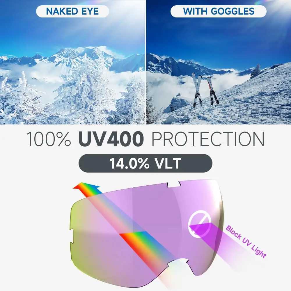 Childrens skiing goggles UV protective snow bag goggles provide OTG glasses compatible helmets as gifts for boys girls and young children CL241010
