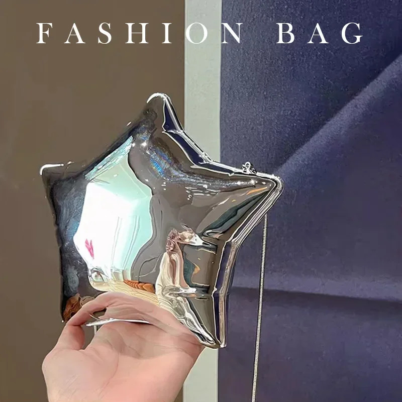 Womens metal silver shell bag cute evening clutch with shoulder strap used for wedding party small wallet ner handbag 241008