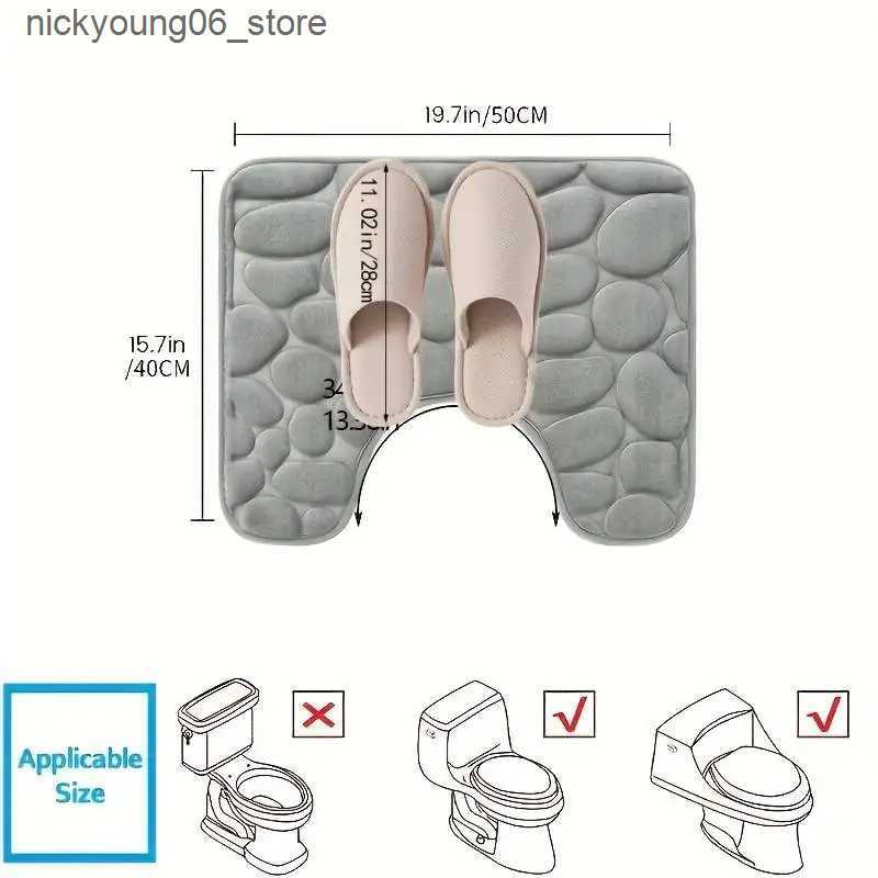 Non-Slip Bath Mats U-Shaped Bath Mat Non Slip Soft Water Absorbent Bathroom Rugs Quick Dry Bathroom Carpet Polyester Contour Memory Foam Toilet Mat L2