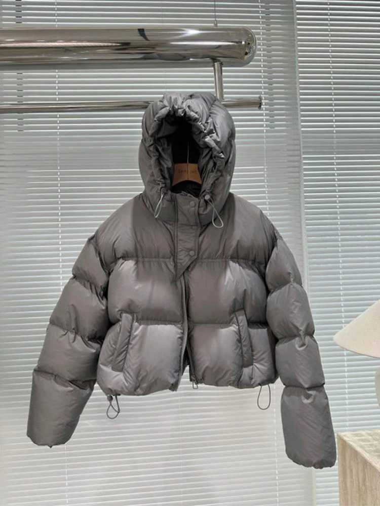 Men's Down Parkas 2024 Winter Womens Short Jacket Thick Hooded Cotton Apron Womens Loose Puff Park Womens Ultra Light Warm Casual Coat Y241009AIY