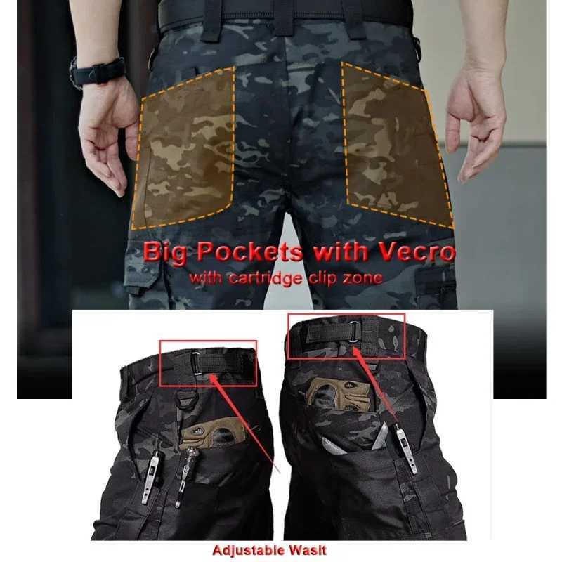 Mens hunting pants tactical cargo pants mostly pocket waterproof and tear resistant hiking training troops brand new joggers W241009