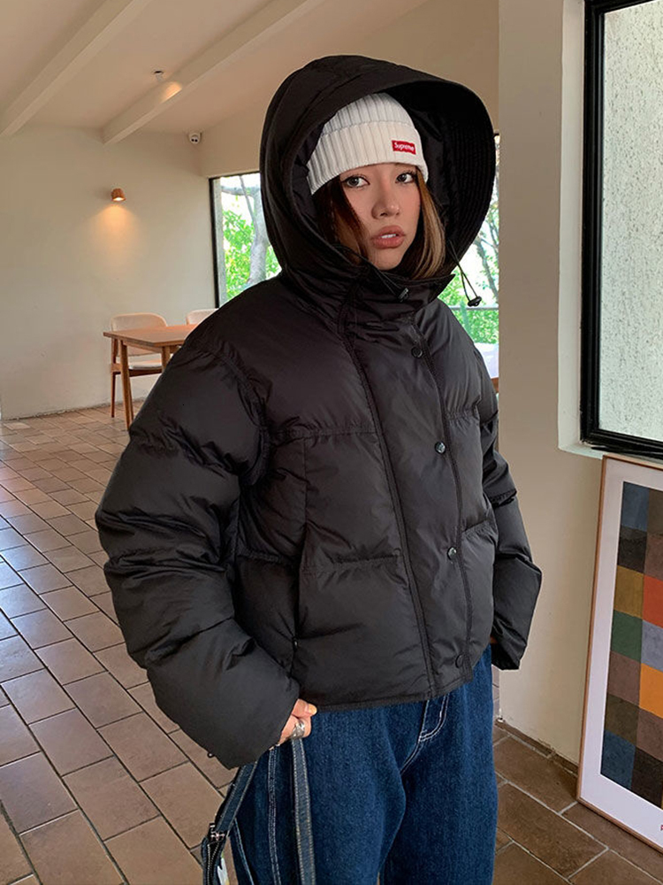 2023 Winter Women's Down Jackets Casual Coat Hooded Female Puffer Jacket Cotton Padded Parka Windproof Warm Outwear