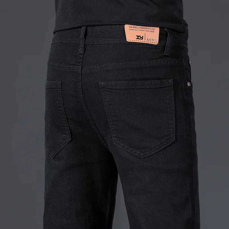 Mens Fashion Brand Elastic Slim Fit Denim Long Pants Casual White Straight Leg Y2k Jeans For Men StreetwearX241009