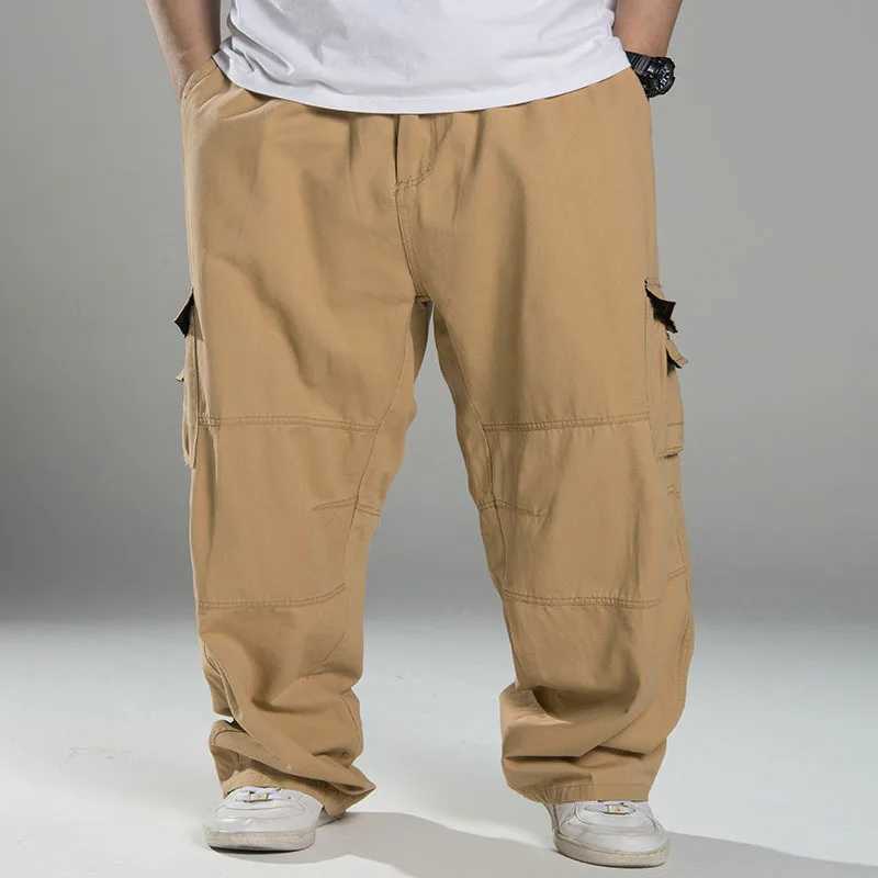 Large size 9XL 10XL 150KG autumn and summer mens cargo pants thick street pants hunting style pocket outdoor straight pants W241009