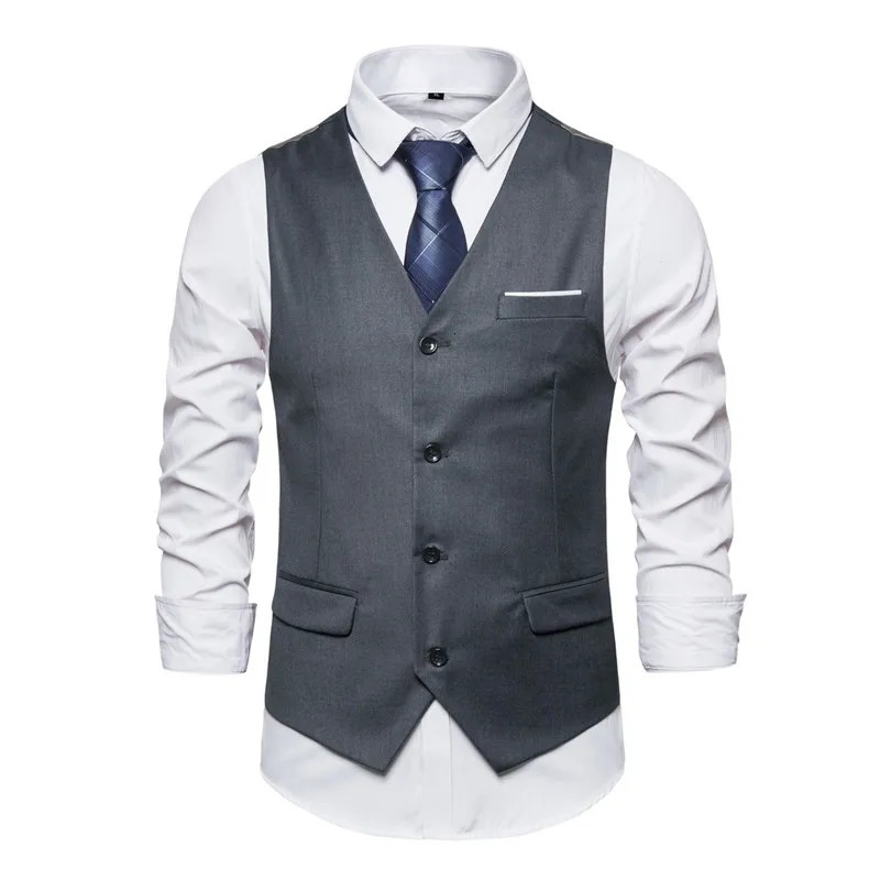 Mens suit vest business sleeveless vest jacket Asian size S-6XL wedding party vest mens red blue purple black gray 241010