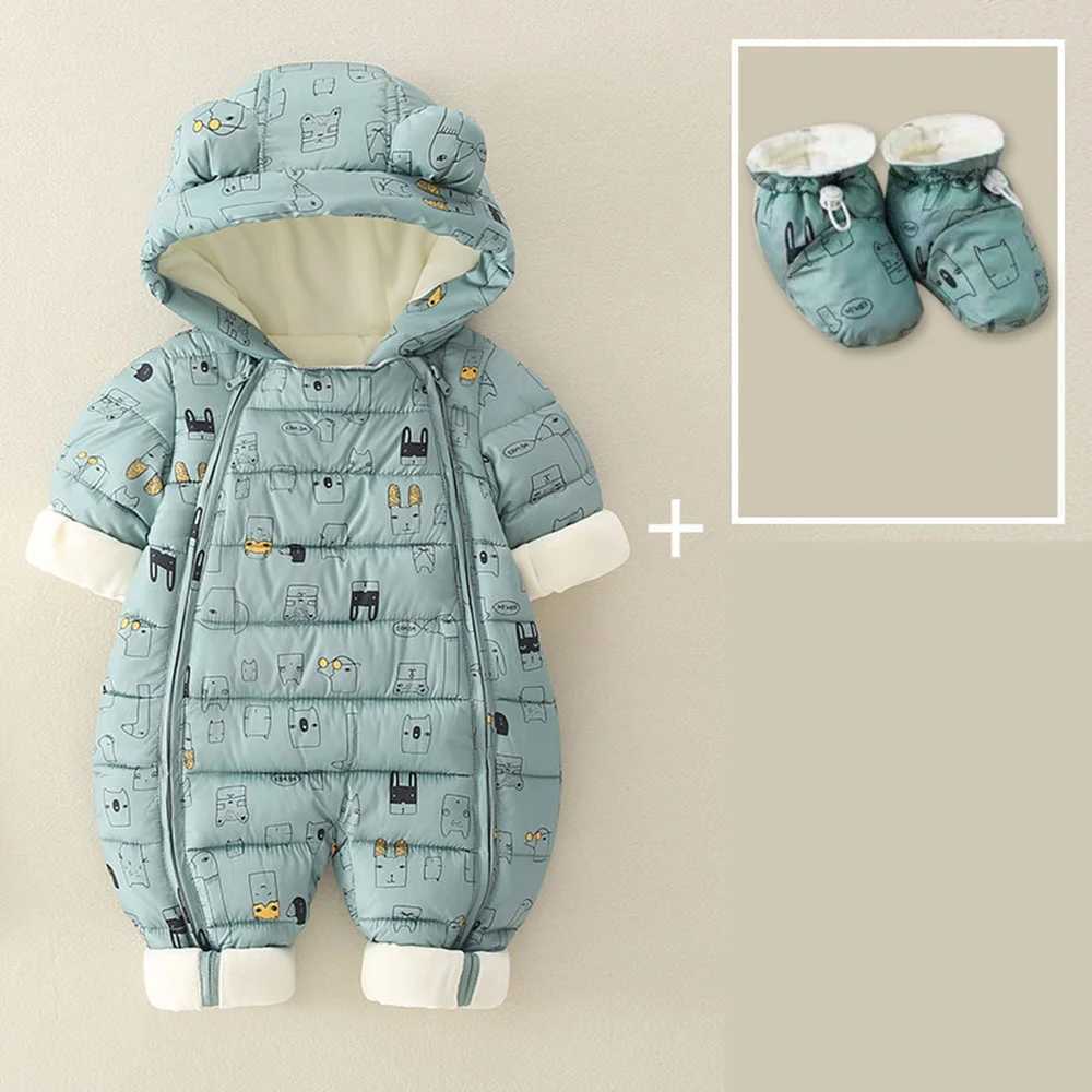 Down Coat 2024 Winter Overall For Children Infant Down Cotton Thicken Clothes Hooded snowsuit Baby boy costume Girls Jumpsuit Baby Romper H241010