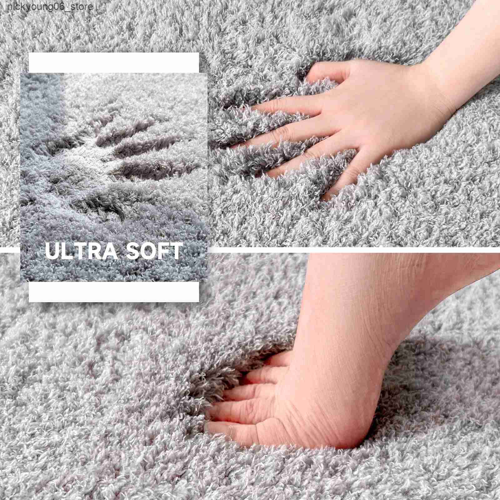 Non-Slip Bath Mats Curved Bathroom Mat Toilet Mat Soft and Comfortable Non-slip Fluffy Floor Mats Absorbent Quick Dry Curved Bath Mat Bathroom Rug L24