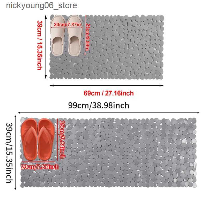 Non-Slip Bath Mats Pebble Stone Bath Mat Silicone Soft Non Slip Bathroom Rug With Suction Cup Mildew Resistant Bathtub Rug Washable Shower Mat L240910