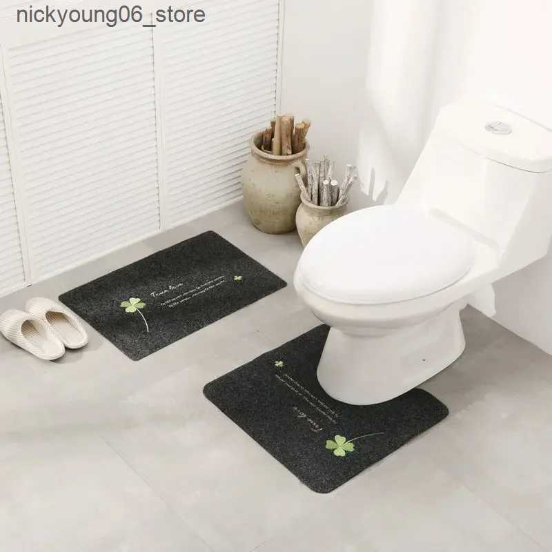 Non-Slip Bath Mats Anti-slip U Shaped Toilet Rugs Foot Pad 50*50cm Bathroom Bath Mat Washable Toilet Carpet WC Mat Shower Room Floor Rug Mat 1pc L2409