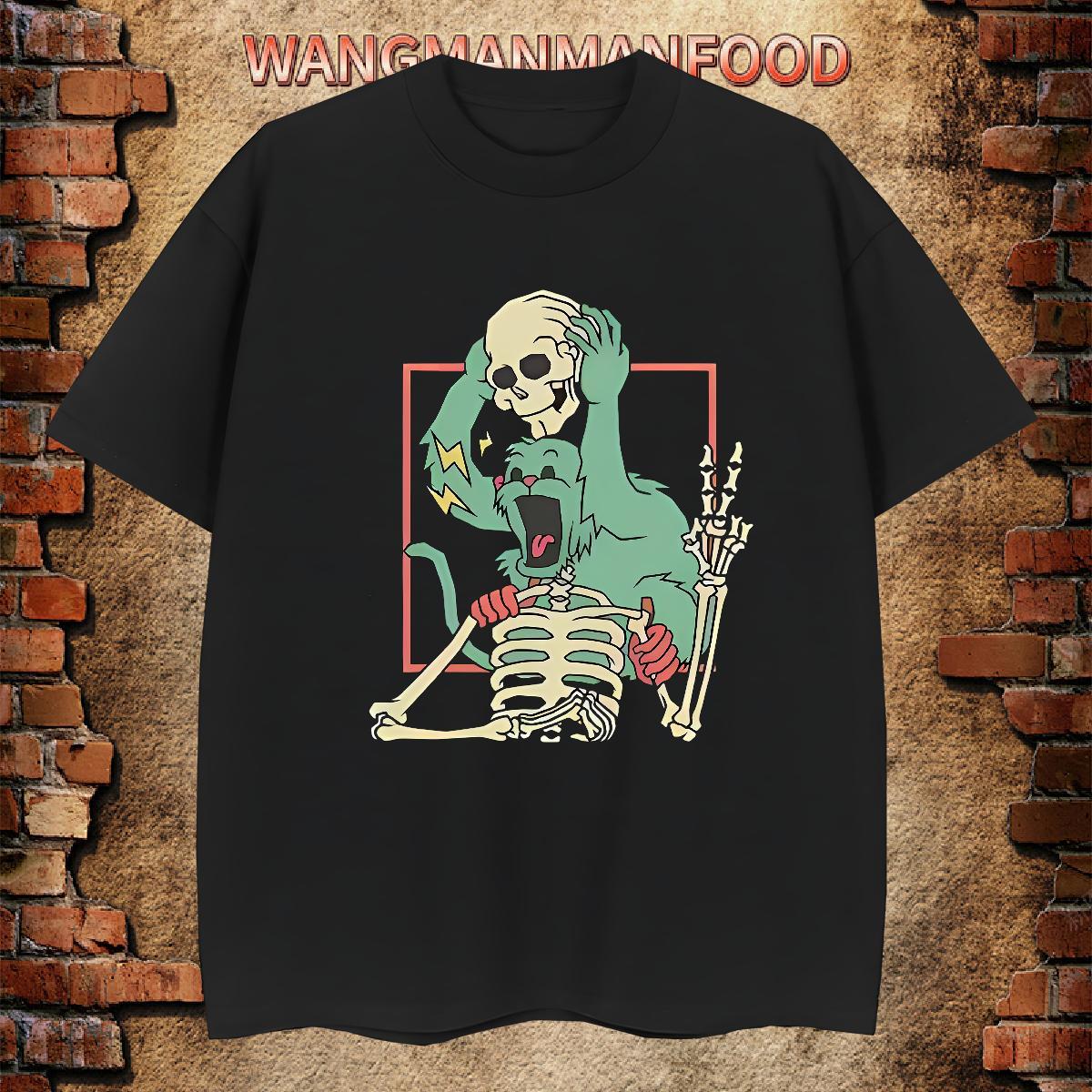 Free Shipping T shirt 230g Pure Cotton skull Anime Printing Street White Plus Size O Neck Short Sleeves Mens Tshirts Designer Tee Shirt