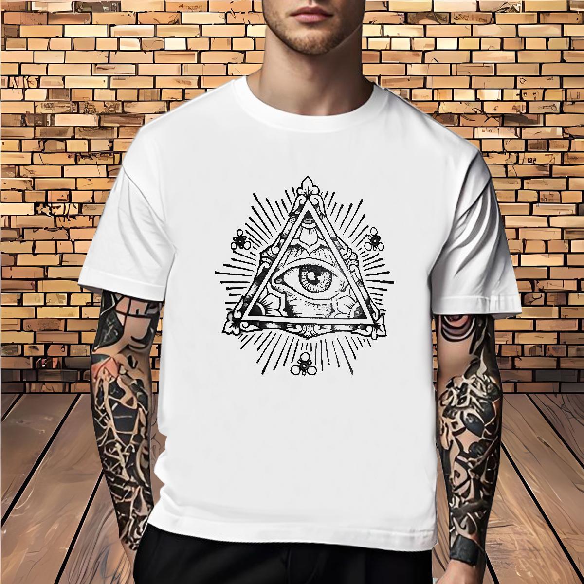 Comfortable Mens T Shirts 230g 100% Cotton eye of the devil Beach DIY Printed O Neck Short Sleeves Couples T Shirts Casual New Tshirts