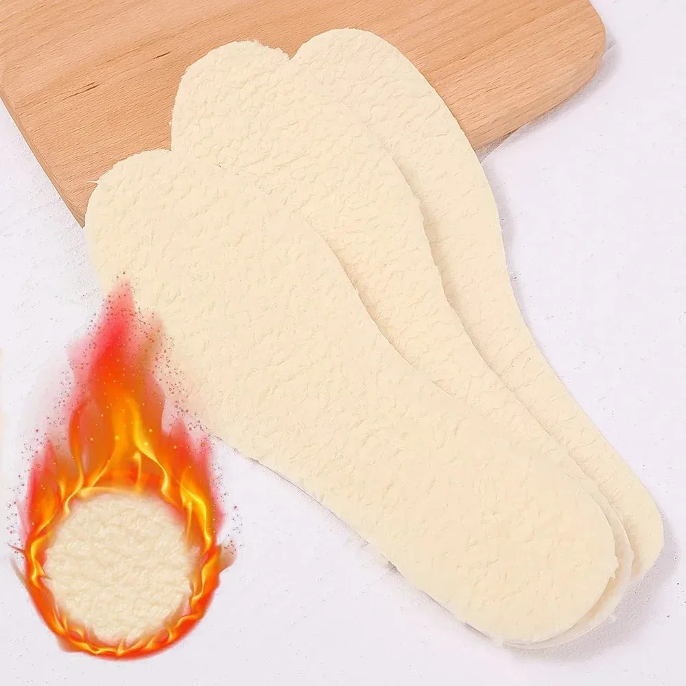 Natural Lamb Fleece Insoles Men Women Winter Keep Warm Insole Soft Wool Thicken Shoepad Cashmere Shoes Insert Thermal Shoe Pads 241010