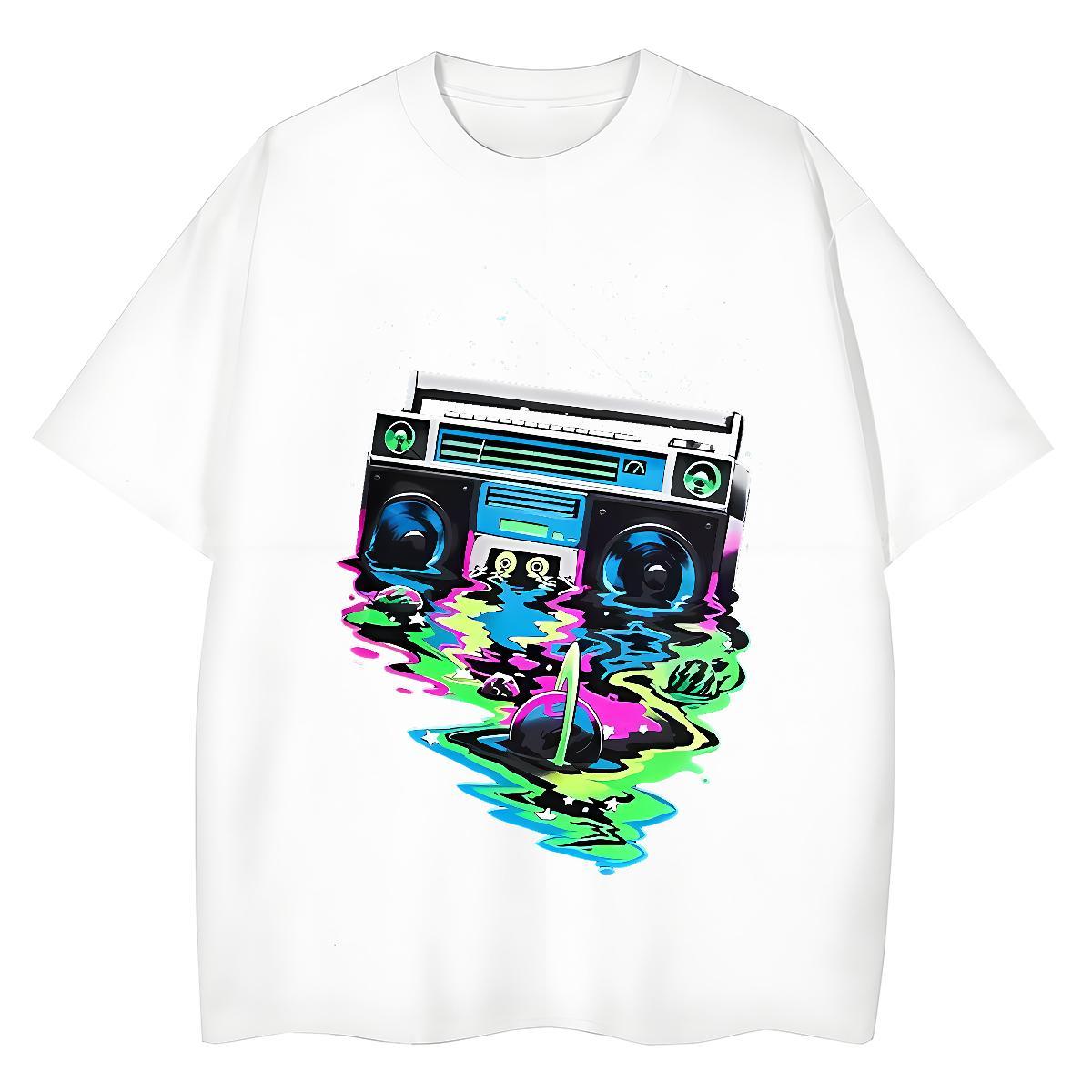 Fashion T-Shirts for Women 230g Pure Cotton Crew Neck High Street Hip Hop radio Unisex Tshirts Free Shipping DIY Anime Tops Shirt