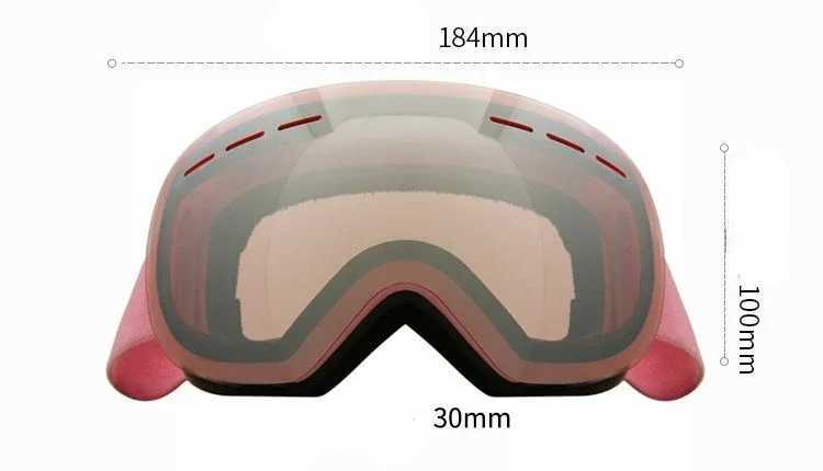 Professional large spherical adult double-layer anti fog skiing goggles womens pink ski goggles anti fog snow sports glasses CL241010