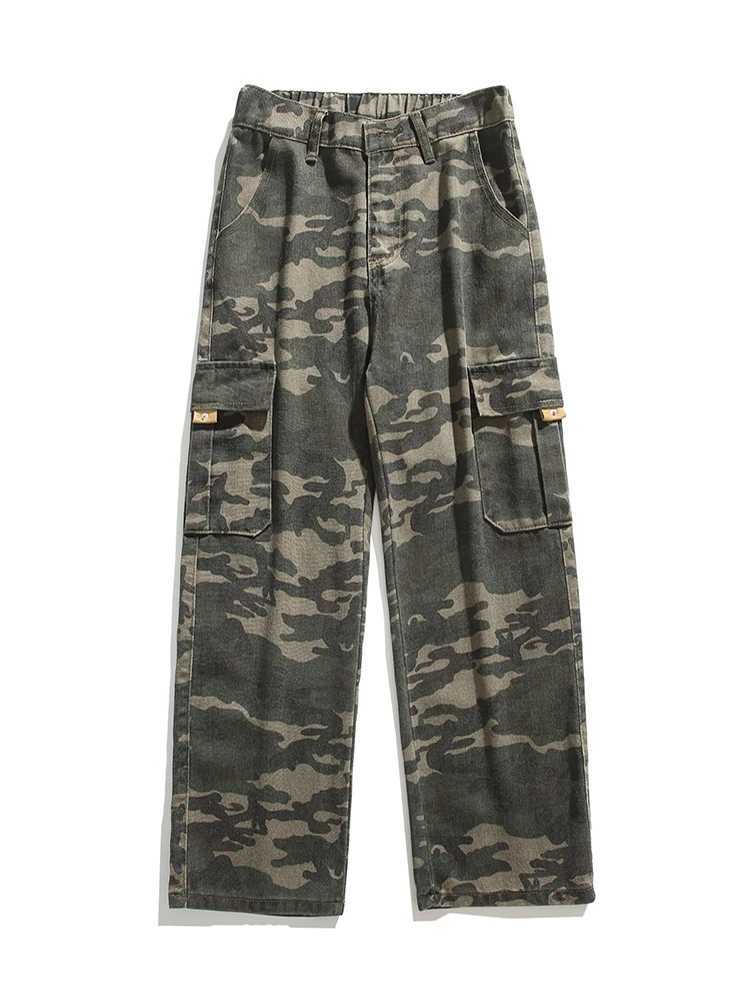 New fashion camouflage cargo casual pants mens loose straight waist mens pants W241009