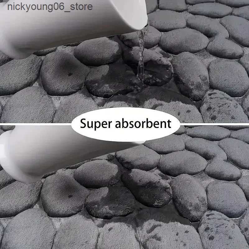 Non-Slip Bath Mats U-shaped Bathroom Mat Pebble Pattern Floor Mat Home Entrance Carpets Bedroom Toilet Bathroom Door Absorbent Non-Slip Foot Pad L2409