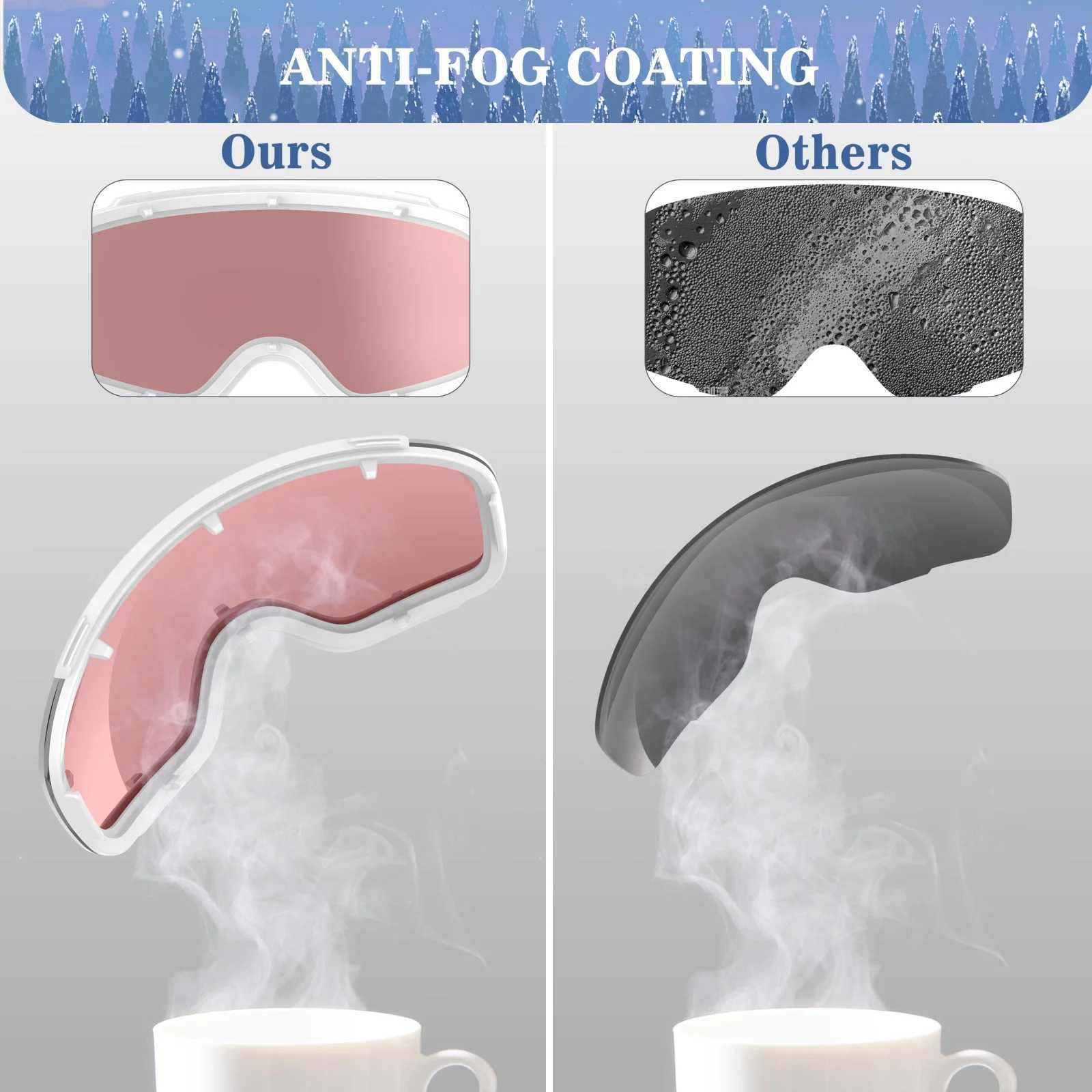 Childrens skiing glasses OTG glasses anti fog 100% UV protection suitable for helmets for boys girls children and teenagers CL241010