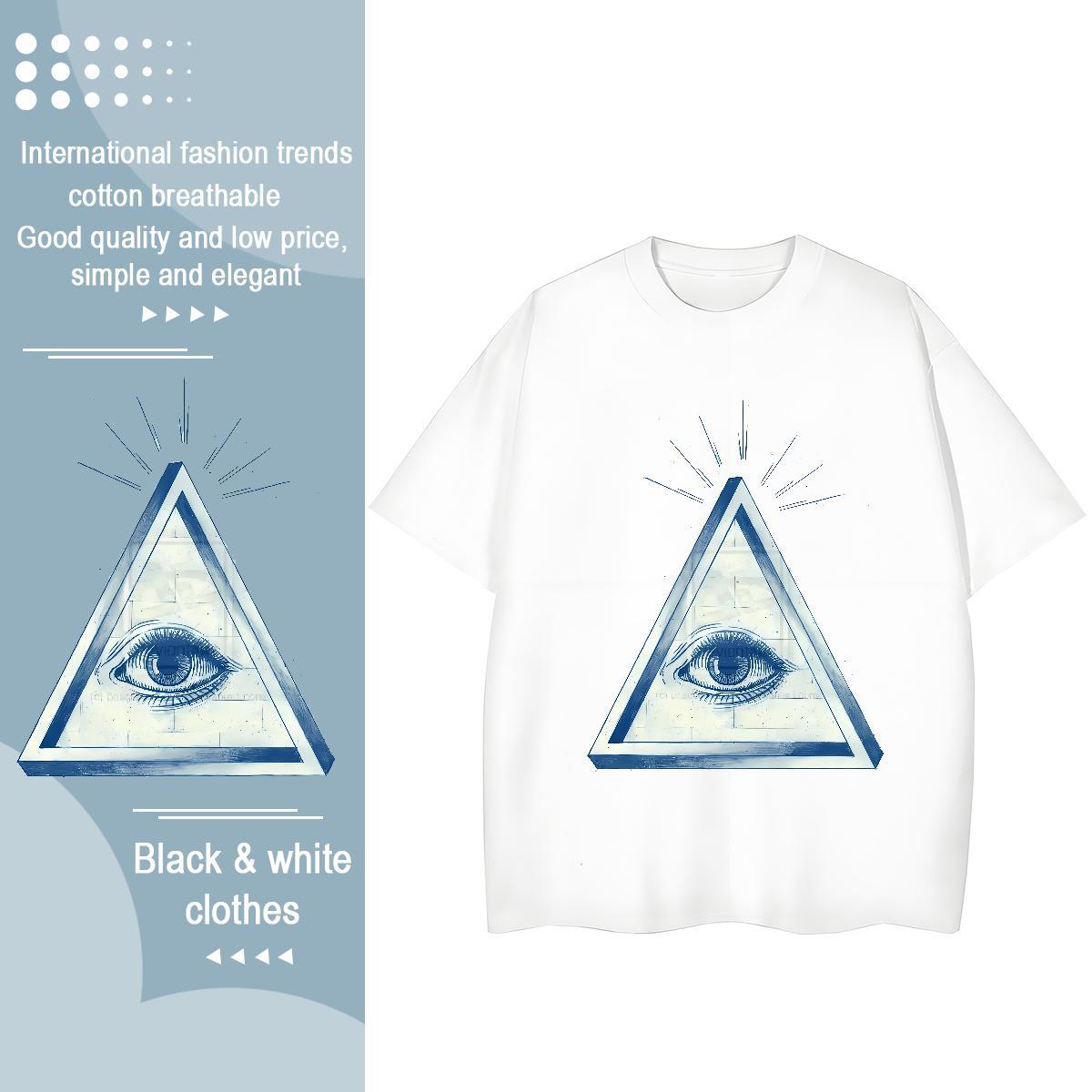 Custom T-Shirts for Women 100% Cotton 230g Breathable Short Sleeve Spring Summer eye of the devil Couples T Shirts High quality Skull Tops Shirt