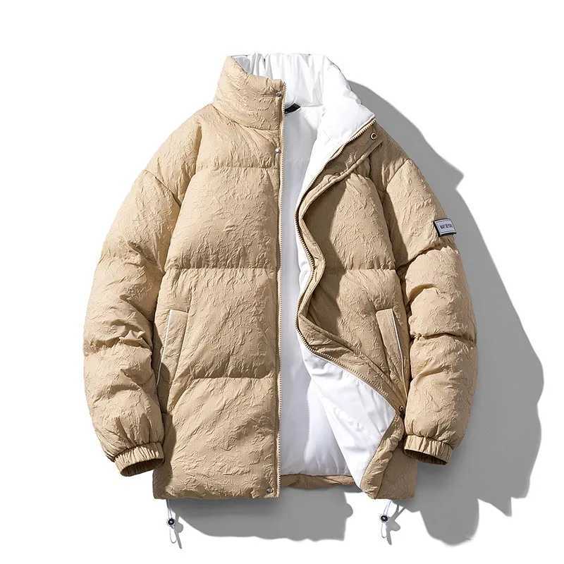 Men's Down Parkas Oversize Klein Blue Winter Warm Coat Solid Warm Thicken Coat Strtwear Retro Bubble Jacket 2024 New Fashion Puffer Jacket Y24100