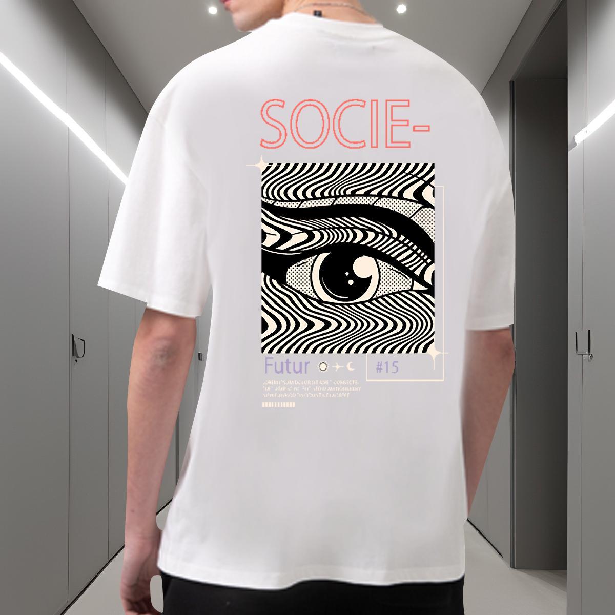 Popular Men T Shirts 100% Cotton 230g eyes Hip Hop Custom Print Oversized O Neck Short Sleeves Men Tshirts 2024 New Tees
