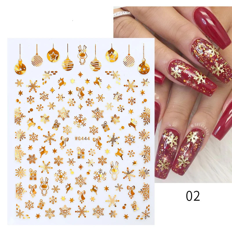 Christmas 3D nail stickers snowflake patterns nail art stickers fluorescent Christmas and winter sliders nail charm 241008