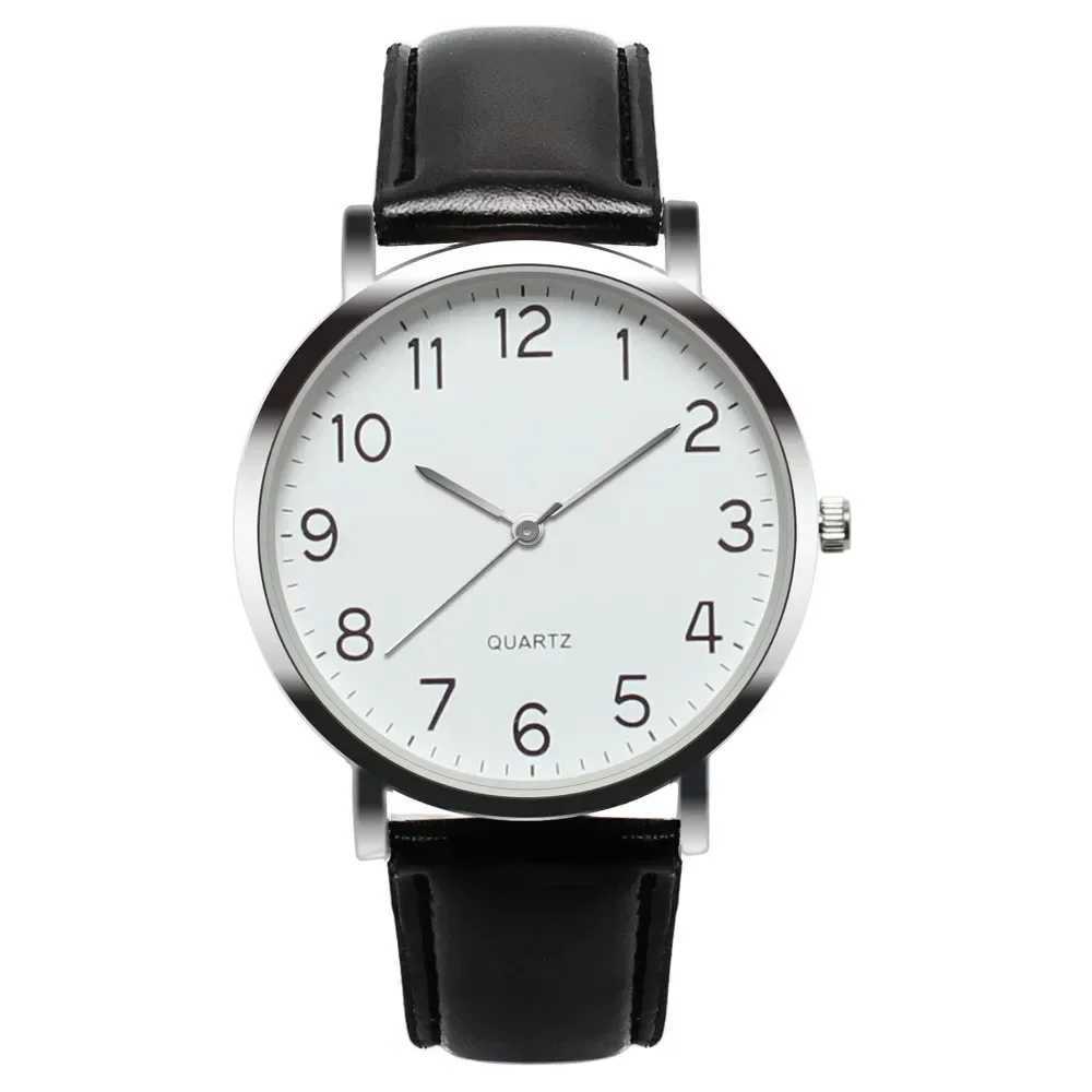 Men Watches Simple Business Analog Alloy Vintage Quartz Watch Arabic Number Strap Minimal Round Dial Classic Black Leather StrapX241010