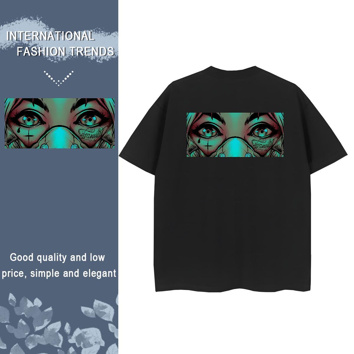 New Arrival Women T Shirts 230g Cotton Crew Neck Breathable Casual Daily Wear eyes Womens Tshirts Unisex Plus Size Custom Tee Shirt