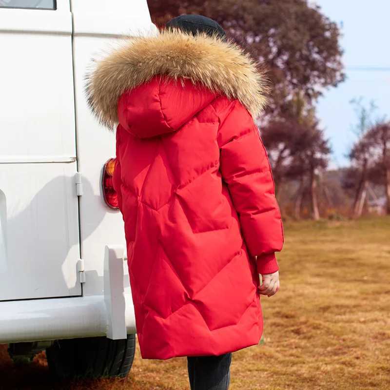 Down Coat Children overcoat Winter Girls clothing warm Down jacket girl clothes Parka real Fur Hooded Coat Outerwear s snowsuit 5-16 Y H241010