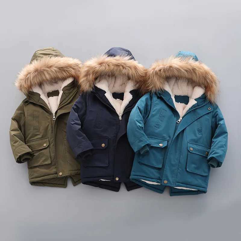 Down Coat 3 4 5 6 7 8 Winter Boys Jacket Windproof Machine to Keep Warm Thick Fur Collar Girls Coat Hooded Childrens Coat H241010