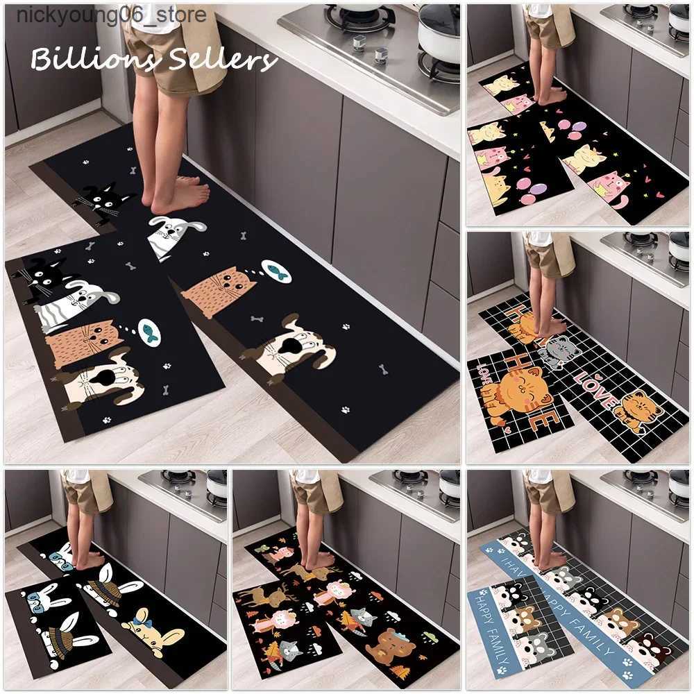 Non-Slip Bath Mats Modern Kitchen Floor Mat Living Room Bedroom Decor Carpet Home Hallway Entrance Doormat Balcony Bathroom Door Anti-Slip Foot Rug L2