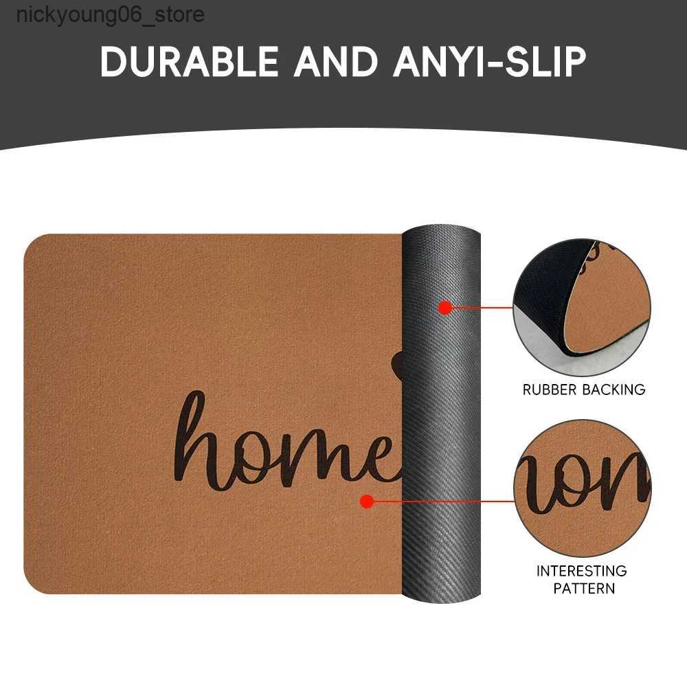 Non-Slip Bath Mats Welcome Home Mat Indoor Foot Mat for Bathroom Kitchen Bedroom Balcony Hallway Non-Slip Floor Carpet for Entrance Diatomite Mat L240