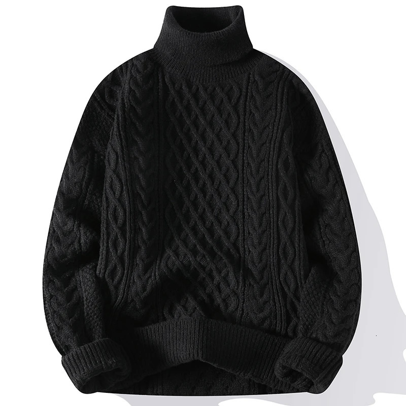High quality mens turtle neck sweater solid color knitted sweater mens casual knitted sweater winter warm knitted sweater 241007