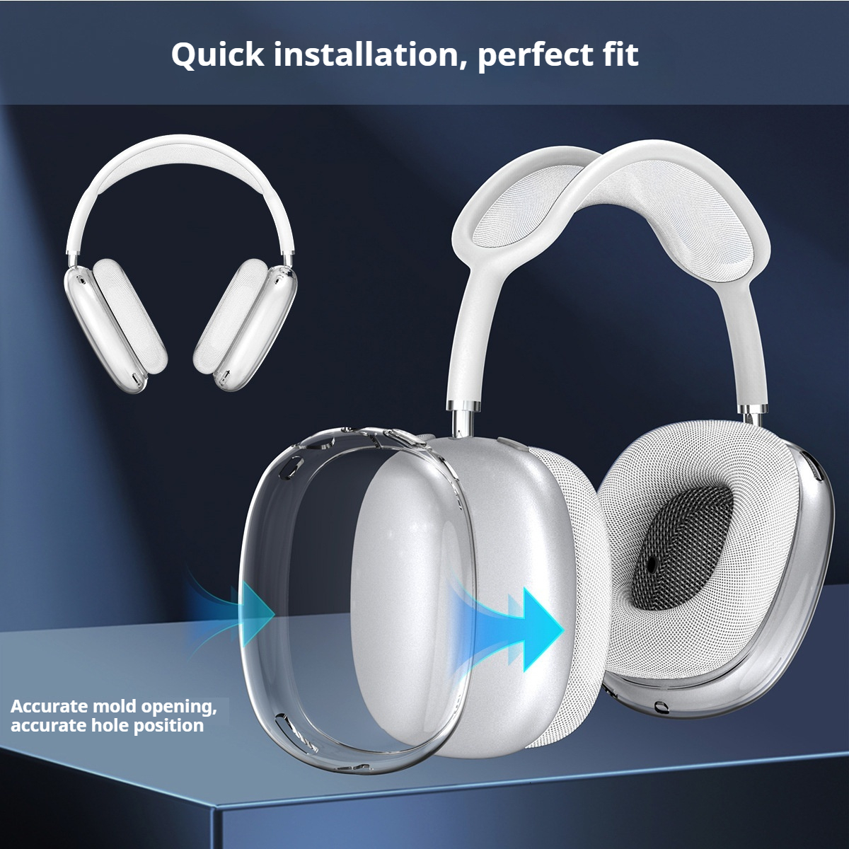 For Airpods Max Cushions Accessories Solid Silicone High Custom Waterproof Protective plastic Headphone Travel Case