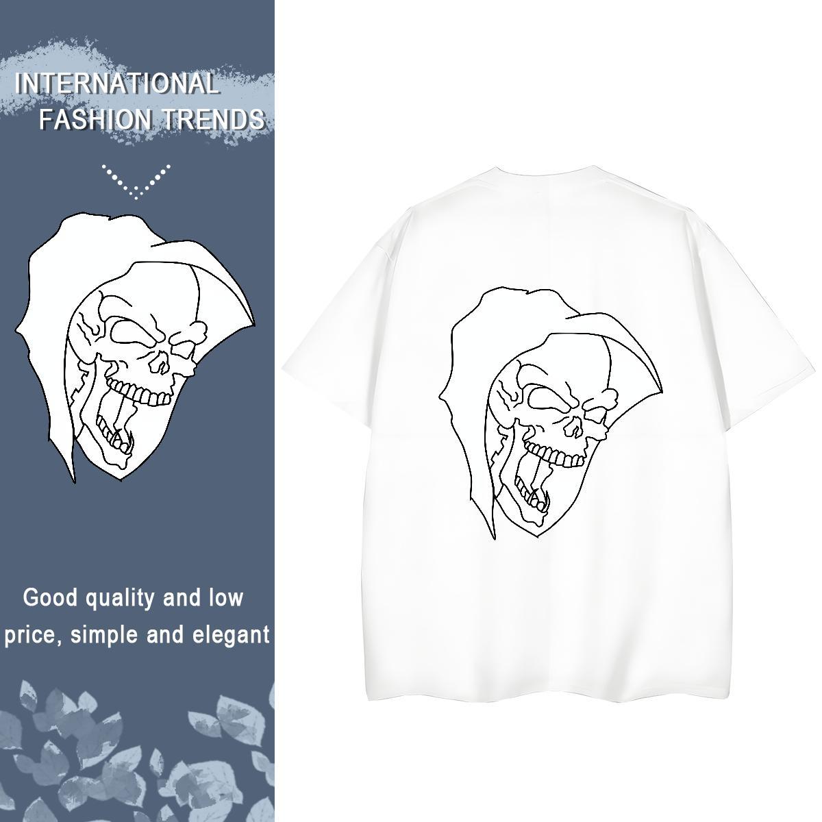 Factory Direct T Shirts Women 230g Pure Cotton Breathable Crew Neck Street skull Tshirt for Man Woman 5A DIY Anime Printed Tops