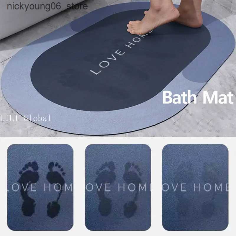 Non-Slip Bath Mats Absorbent Bathroom Bath Mat Anti-slip Shower Rug Diatom Ooze Bath Mats Kitchen Entrance Doormats Home Floormat Bathtub Carpet L2409