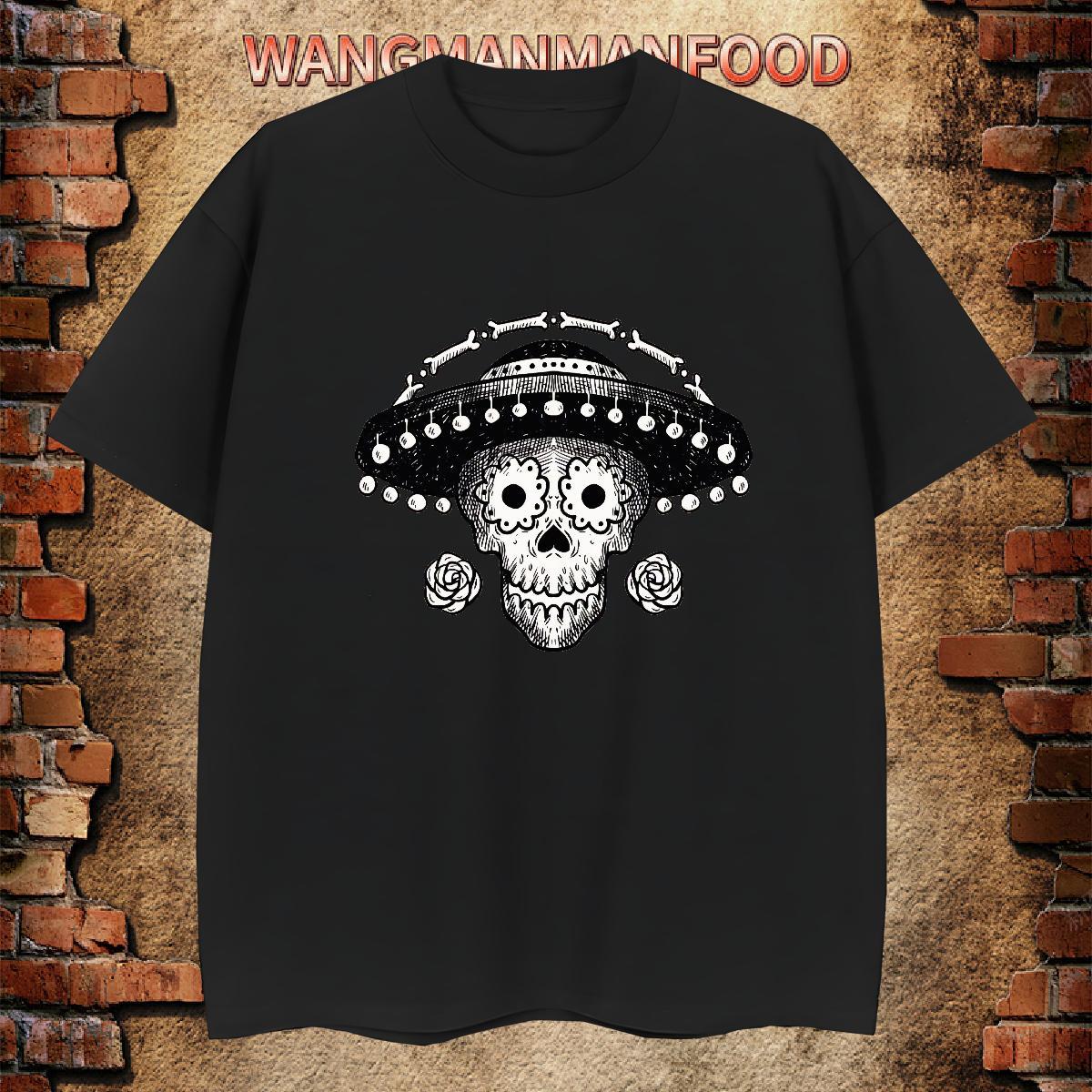 Unisex T-Shirts for Men 230g Cotton skull Street wear Hip Hop Anime O-Neck Short Sleeve Men Tshirts Factory Direct Wear