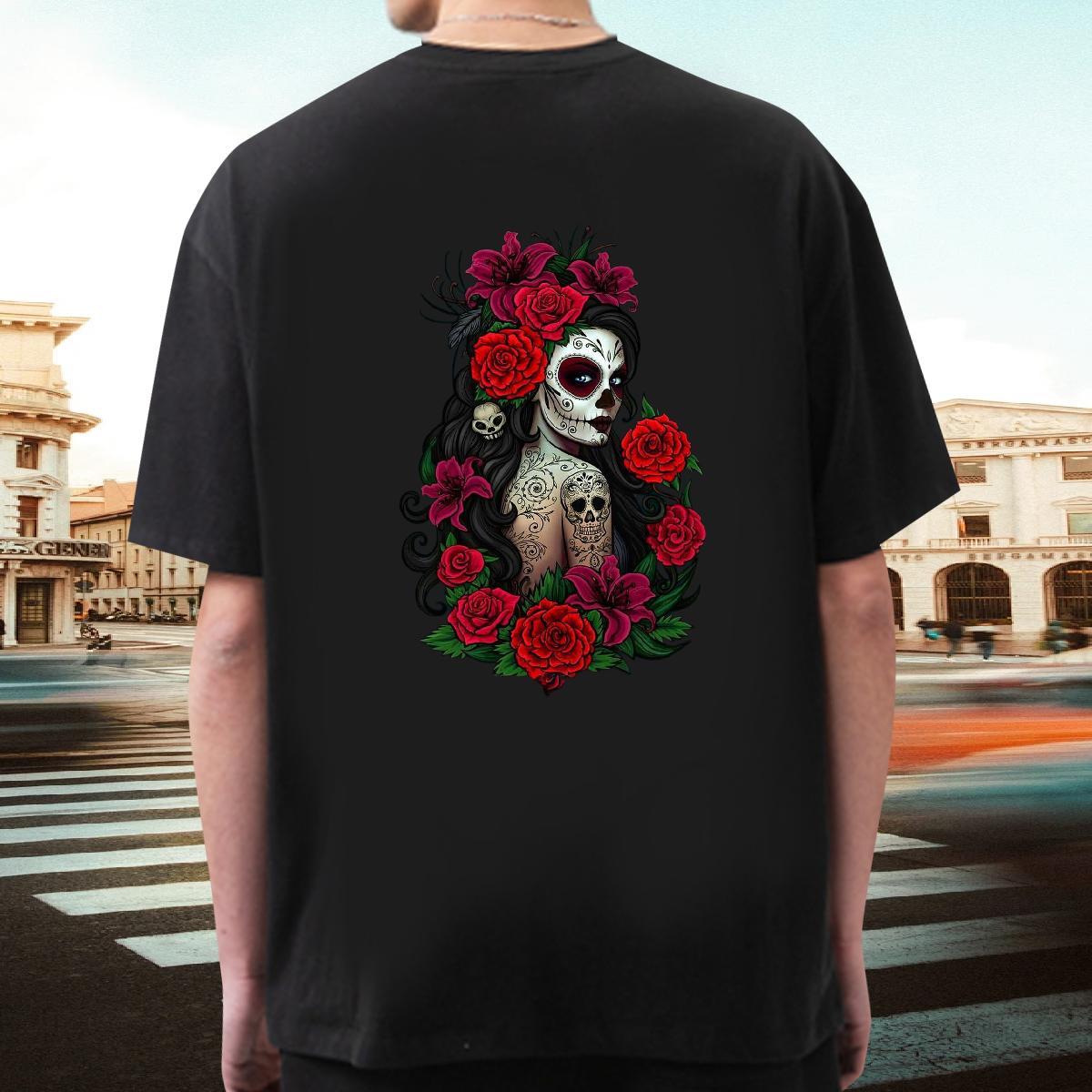 Loose Fit T Shirt For Man 230g 100% Cotton flower Street Casual Oversized Short Sleeve Soft Mens Tshirts Fashion Design Clothings