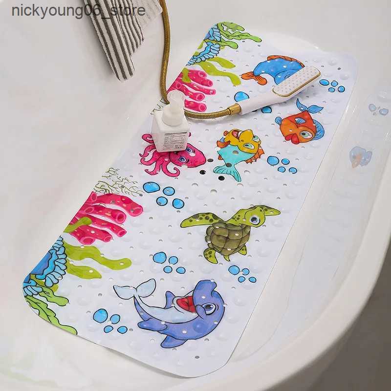Non-Slip Bath Mats Large Cute Cartoon PVC Bath Mat Anti-Slip Shower Bathtub Mats With Sucker Soft Massage Pad Kids Elder Bathroom Carpet Rug L240910 L