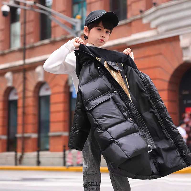 Down Coat OLE 2024 Winter Childrens Down Jacket Thick Waterproof Long Teenage Boys Jacket 5-16 Years Old Parka H241010