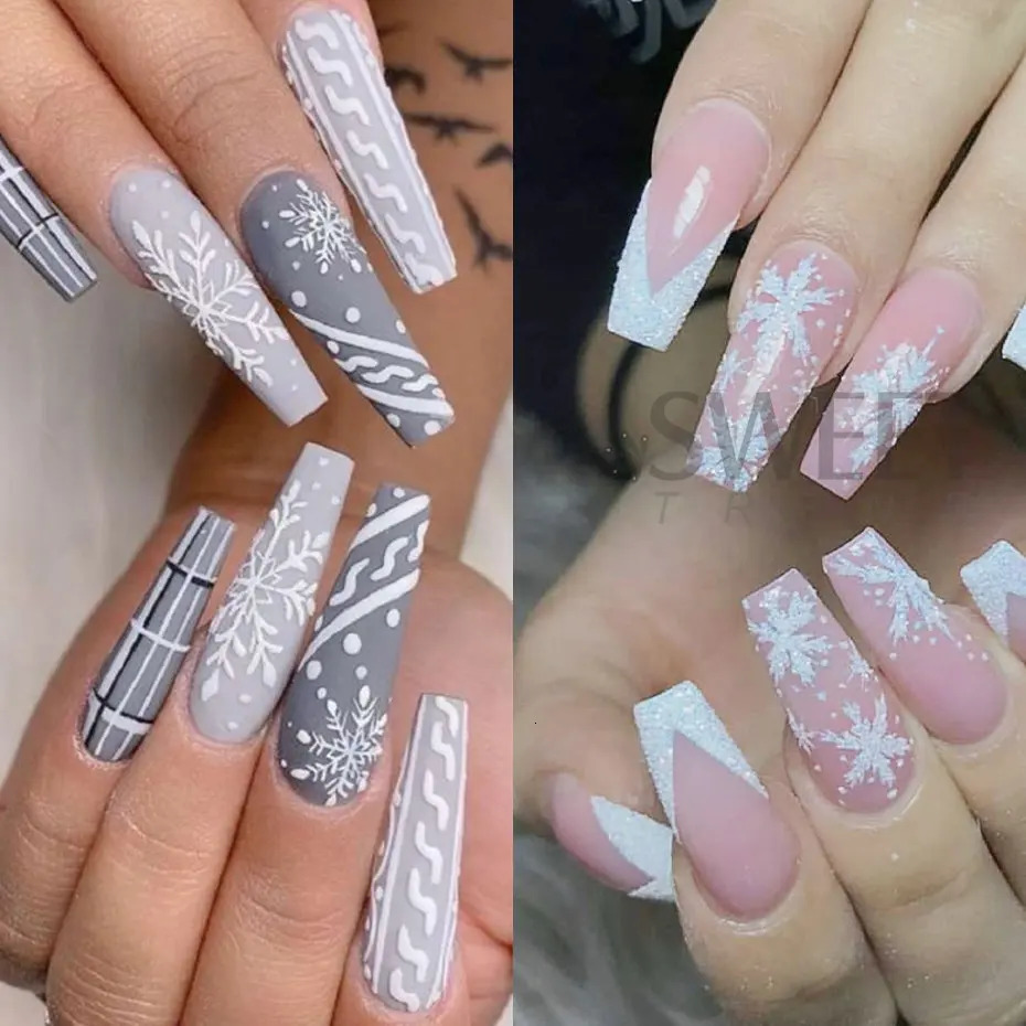 Snowflake Sparkling Nail Art Stickers White Thin Film Elk Shining Front Stickers Year Christmas Charm Nail Decoration BEF894 241008