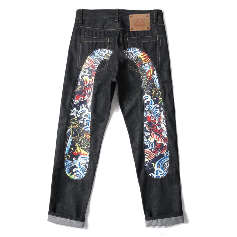 high quality fashionable designer jeans with straight line design retro street casual sports pants washed old jeans