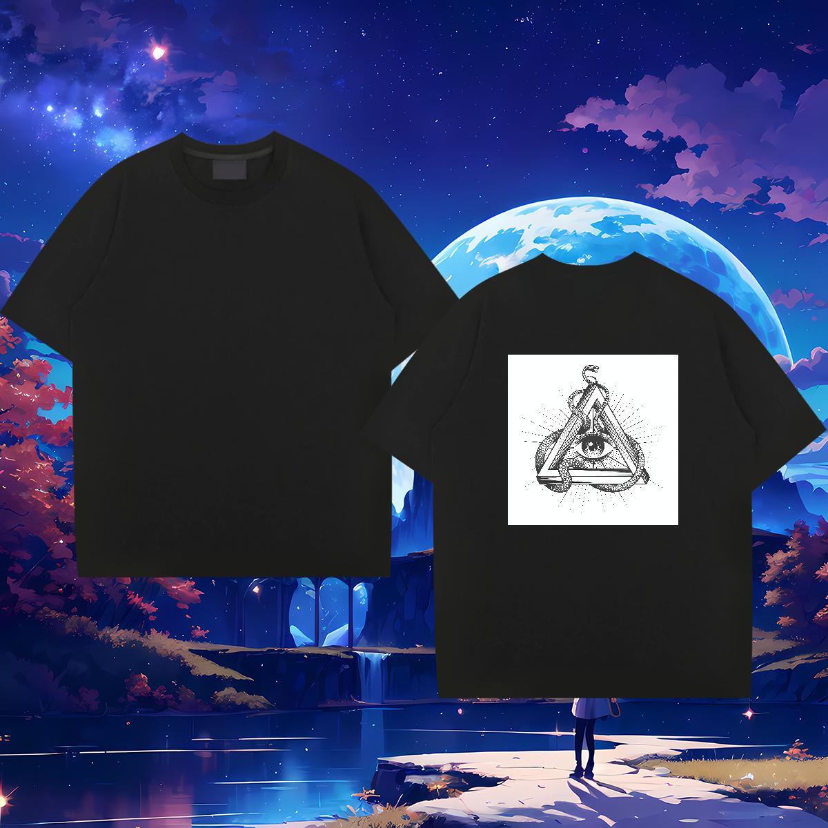 Popular T shirt 230g 100% Cotton eye of the devil Daily Outfit Custom Cartoon Breathable Short Sleeve Men Tops Tees Casual New Tees Shirts