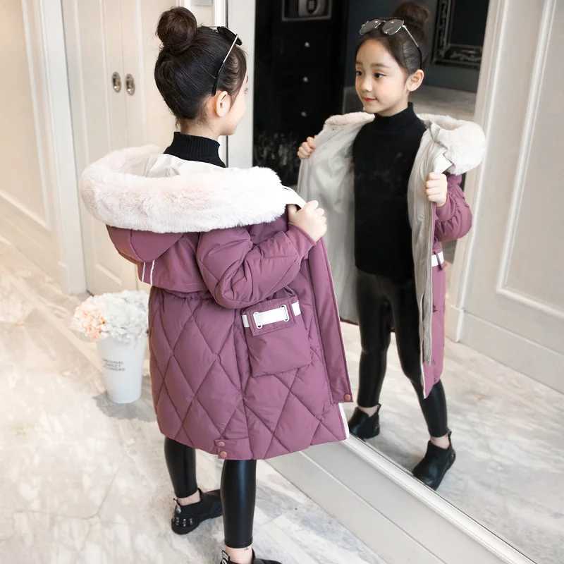 Down Coat 2024 new Children Girl Jacket Thick Long Winter Warm Coat Fashion parka Hooded Outerwear Clothes For s girls clothing H241010