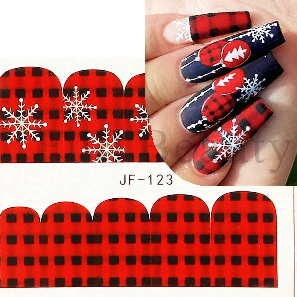 12 Christmas nail art stickers wool plain weave snowflake winter theme water decoration stickers handmade decoration GLJ21-132 241008