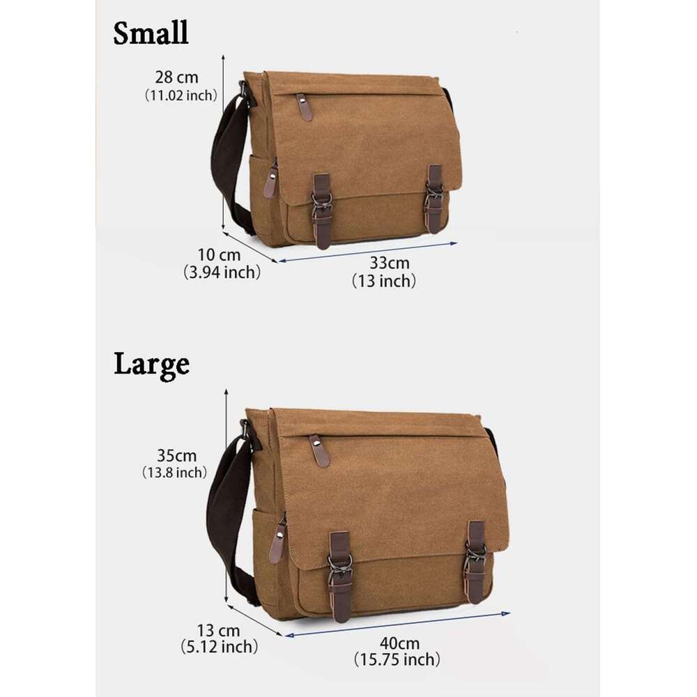 Messenger Canvas Vintage Bag Shoulder bag Leather Large Travel Crossbody bags for men women 15inch Laptop s wo