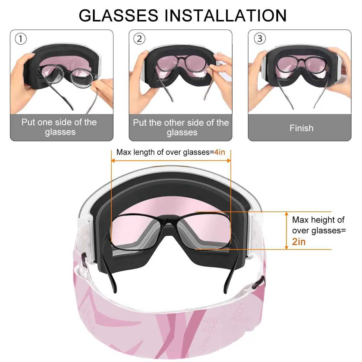 Findway childrens ski goggles OTG windproof ski goggles are suitable for children and girls aged 3-8 with 100% UV protection CL241010