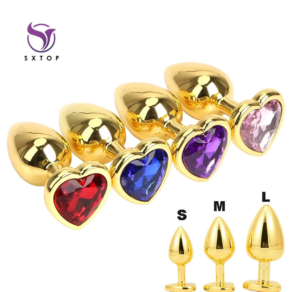 Anal Plug Female Sex toy 3 Sizes Mini Heart Hip Stimulator Smaller Gold-plated Metal Anal Plug Adult Sex Toy For Men Women Game 241010